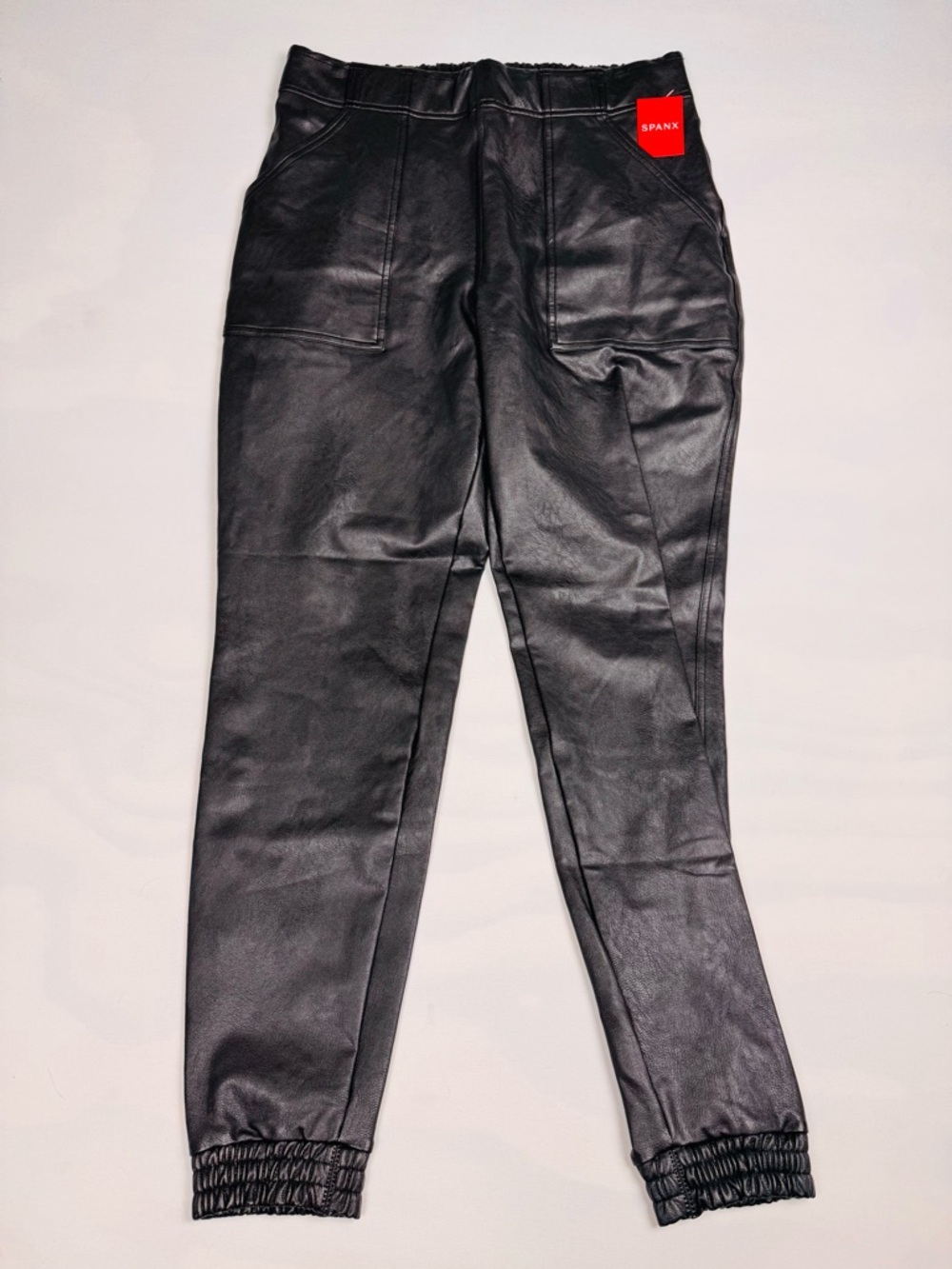 NWT SPANX Faux Leather Like Jogger Pants Black Women’s XL Retail $148 - Picture 2 of 8